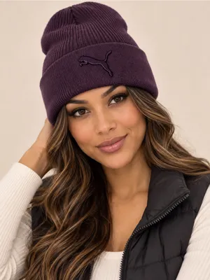 Puma Black Ribbed Beanie with Pink Puma Logo thumbnail 2