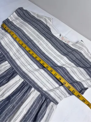 Altar'd State Dress Medium M Gray White Striped Cotton Mini Boho Babydoll Lined thumbnail 5