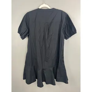 J.Crew Mini Dress Women M Black New Ruffle Hem Cotton Poplin CJ492 Short Sleeve thumbnail 7