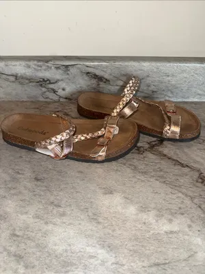 Outwoods Braided Metallic Slide Sandals - Rose Gold thumbnail 5