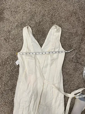 Fame and Partners Linen Blend Wrap Dress in Off White Color US Size 0 NWT thumbnail 9
