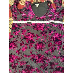Cato Velvet Burnout Floral Cold Shoulder‎ Long Sleeve Dress Medium Purple Whimsigoth thumbnail 7