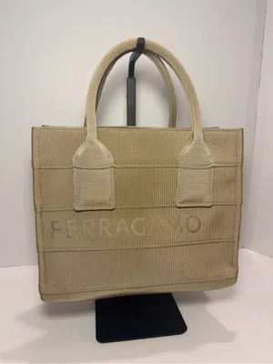 Ferragamo Beige Grosgrain Logo Mini Tote Handbag Italy thumbnail 2