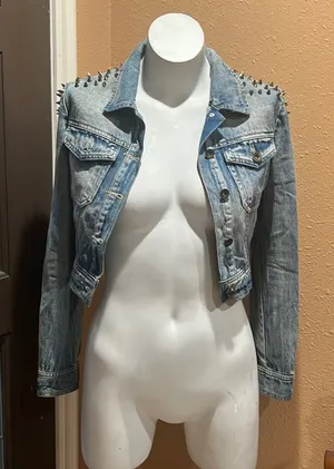 Ziot and delicious blue denim crop jacket thumbnail 1