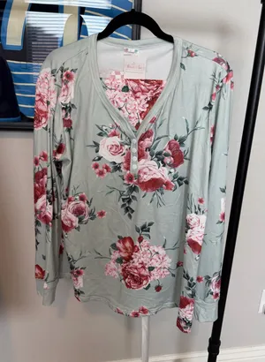 Mint Floral Womens Pajama Set thumbnail 1
