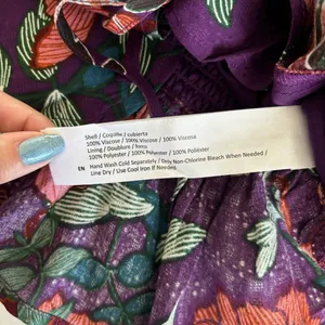 Band of the Free Floriane Purple Floral Print Crop Top Blouse Women’s Medium thumbnail 7