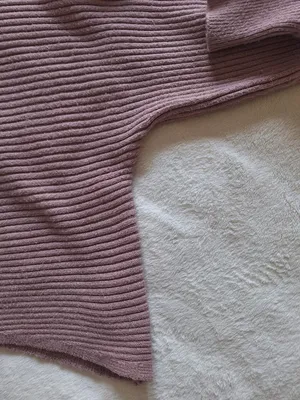 Anthropologie Ribbed Knit Sweater M Oversized Asymmetrical Mauve Purple Pullover thumbnail 5