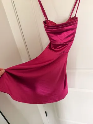 Windsor Magenta Satin Sequin Skater Mini Dress thumbnail 10
