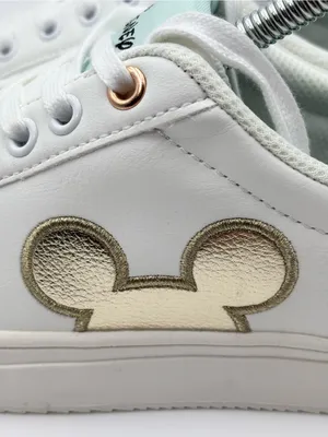 Disney White‎ Sneakers with Gold Mickey Accent and Mint Trim thumbnail 4