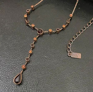 1928 Collection Copper Chocolate Rhinestones Y- Necklace thumbnail 2