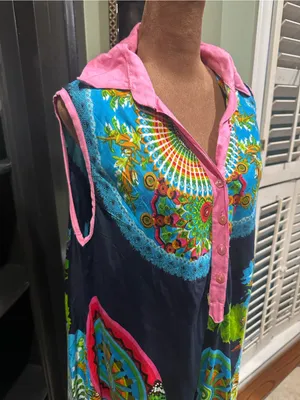 Jackpots Tropical Butterfly Boho Collared Tunic Dress – One Size thumbnail 4