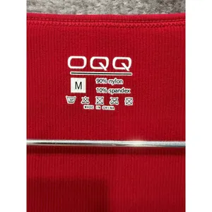 OQQ Mini Dress Womens Medium Red Ribbed Square Neck Fit & Flare Short Sleeve‎ thumbnail 3