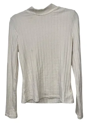 Commense Mock Neck Ribbed Knit Top Apricot Cream XL Stretch Long Sleeve NWT thumbnail 8