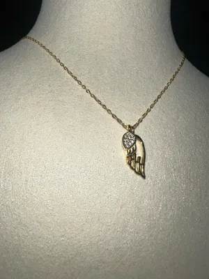 Handmade Angel wings 925 Sterling silver necklace dual charms thumbnail 3