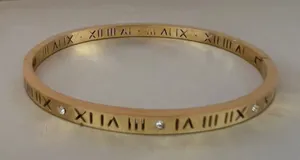 18K Gold Plated Cubic Zirconia Bangle Bracelet Titanium steel womens jewelry thumbnail 1