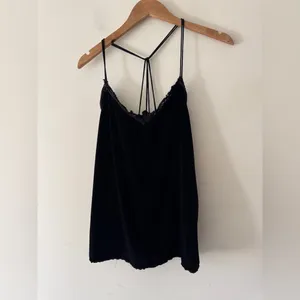 Abercrombie & Fitch‎ Black Velvet Lace Trim Cami thumbnail 3