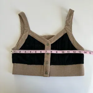POL Boutique Black Lace Tan Button Front Crop Top Size Medium NWT thumbnail 3
