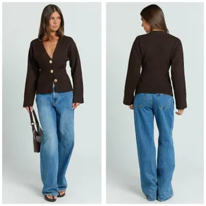NWT Showpo Nerissa Cardigan Size 2 Brown Cinched Waist Puff Sleeve Wool Contour thumbnail 12