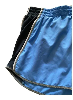 Blue and gray dri fit shorts, elastic waist, inside pocket, excellent condition, size medium Measurements: Waist: side to side 14-17 inches thumbnail 2