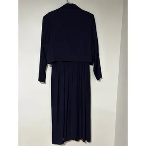 Lady Dorby Vintage 90s Navy Blue 2 Piece Maxi Dress and Lace Vest Set Plus 18W thumbnail 7