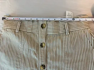 Abercrombie & Fitch Striped Button Front Mini Skirt Tan White M thumbnail 5