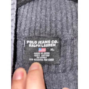Polo Jeans Co Ralph Lauren Mock Neck Ribbed Cotton Sweater Grey XL Flag Logo‎ thumbnail 3