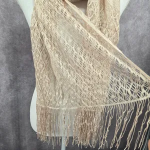 Champagne Sparkle Glitter Long Fairy Fringe Romantic Whimsy Wrap‎ Shawl Scarf OS thumbnail 4