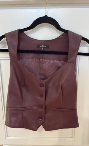 7 For All Mankind Leather Cropped Vest thumbnail 2