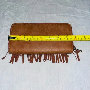 Brown Boho Fringe Wallet - Western Style Clutch Style thumbnail 3