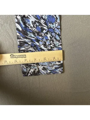 Blue, Black, & White Abstract Brushstroke Patterned Scarf Blue thumbnail 8