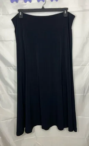 EUC Lane Bryant women’s‎ solid black stretch flowy relaxed smooth ankle skirt 18 thumbnail 1