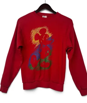 Vintage 90s USA Disney Designs Red Sweatshirt Mickey Mouse Cotton Blend Size S/M thumbnail 1