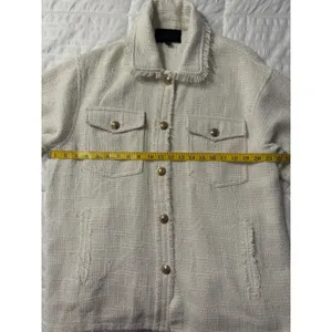 Sweet Rain Tweed Shacket Shirt Jacket White Gold Shimmer Accent thumbnail 7