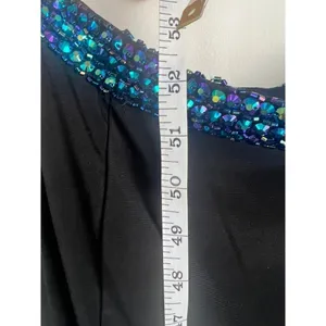 Tiffany Designs Black Formal Maxi Skirt Beaded Waist High Slit Train Size 4 thumbnail 8