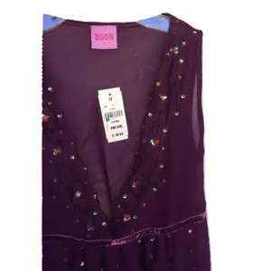 NWT Boon Embellished Lace Trim Purple Tank Top thumbnail 2