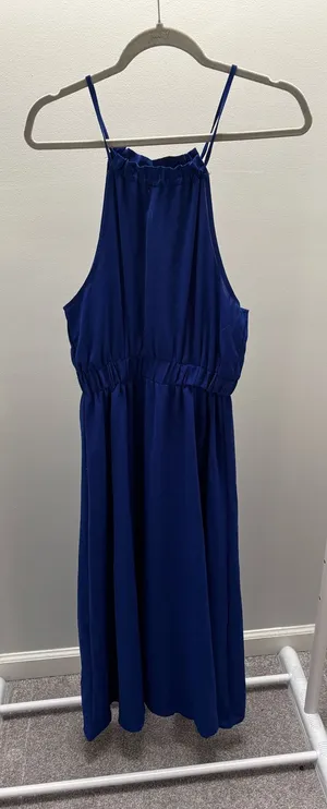 SHEIN Cobalt Blue Halter Tie Back Maxi Dress thumbnail 1