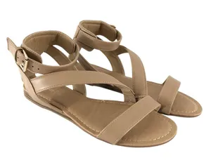 Dream Pairs Womens Sandals Faux Leather Beige Strappy Buckle Ankle Strap Size 8 thumbnail 1