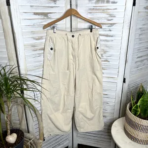 URBAN OUTFITTERS 90s Y2K Wide Leg Corduroy Pants Cream Size Large thumbnail 2