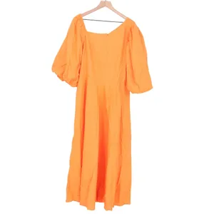 Showpo Rhyne Midi Dress Papaya Orange Asymmetric Puff Sleeve Cut Out US 16 NEW thumbnail 9