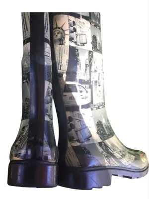 Women’s Photo-Print Rain Boots - Black & White City Scenes thumbnail 2