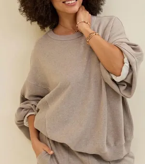Aerie Tres Chic Oversized Minimalistic Neutral Streetwear Crewneck size xxs thumbnail 1