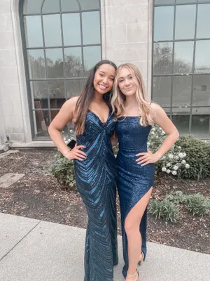 Windsor Navy Blue Sequin Prom Dress thumbnail 4
