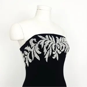 Vintage Y2K Beaded Embellishment Strapless Gown in Black | Size 4 thumbnail 7