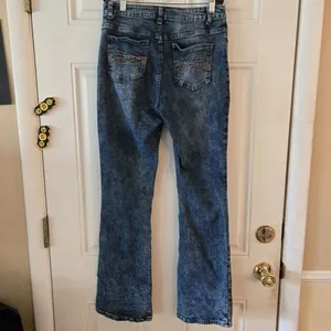 Bootcut Jeans Women's Size XL 30x29 HighRise Denim Acid Washed Super Stretch thumbnail 2