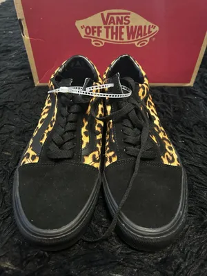 Vans Old Skool black suede animal print lace up shoes sneakers women's 8.5 new thumbnail 6