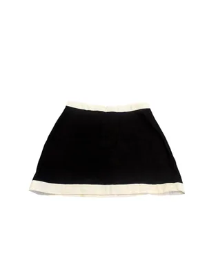 Reformation Robbie Linen Mini Skirt Black White Trim 4 thumbnail 4