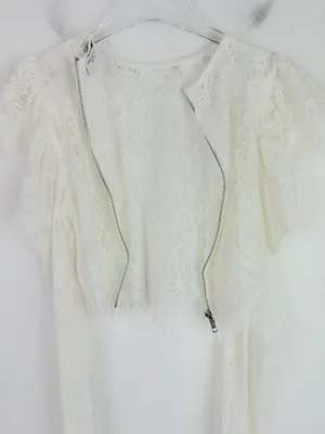 NWOT Naked Wardrobe The Statement Puff Sleeve Lace Crop Top Size Small S NEW thumbnail 10