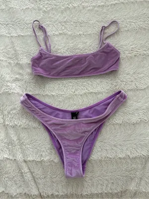 Triangl Lilac Velvet Bikini Set - Two-Piece Swimsuit, Size XS Top and Small Bottom thumbnail 2