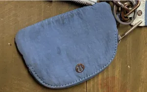 Lululemon Powder Blue / Utility Blue Dual Pouch Wristlet. In GUC! Well loved with untreated stains. thumbnail 4