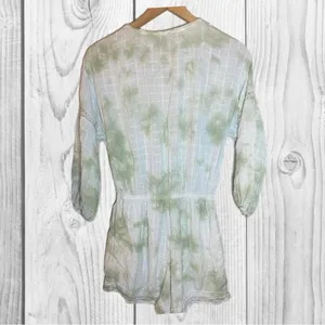 Aerie Light Green Textured Romper country cowgirl‎ feminine boho festival Medium thumbnail 7